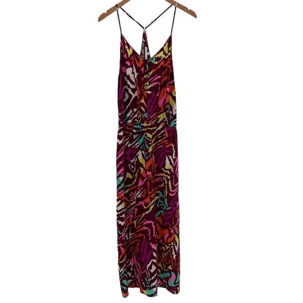 Amanda Uprichard 100% Silk Sleeveless Maxi Dress Animal Print Large Multi Color
